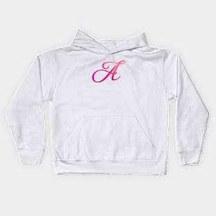 Letter A Monogram, Pink Color Personalized Design Kids Hoodie